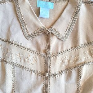 Blair Tan Leather Jacket with Embroidered Details